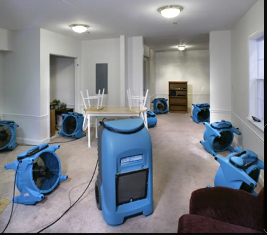 Air movers and dehumidifier setup for Water Extraction & Removal in Canyon